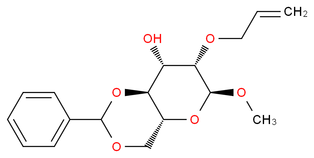 (4aR,6S,7S,8S,8aS)-6-methoxy-2-phenyl-7-(prop-2-en-1-yloxy)-hexahydro-2H-pyrano[3,2-d][1,3]dioxin-8-ol_分子结构_CAS_82228-09-9