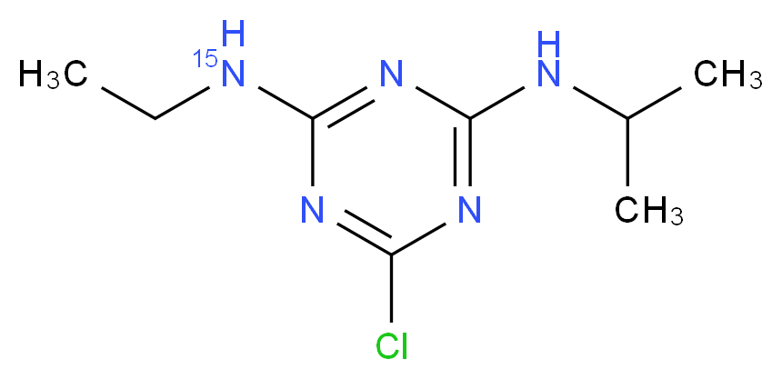 6-chloro-2-N-ethyl-4-N-(propan-2-yl)-1,3,5-triazine-2,4-di(<sup>1</sup><sup>5</sup>N)amine_分子结构_CAS_287476-17-9