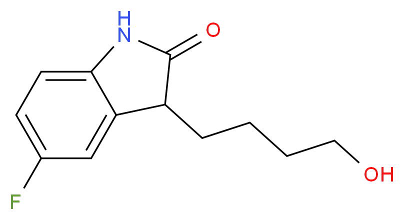 5-fluoro-3-(4-hydroxybutyl)-2,3-dihydro-1H-indol-2-one_分子结构_CAS_637341-60-7