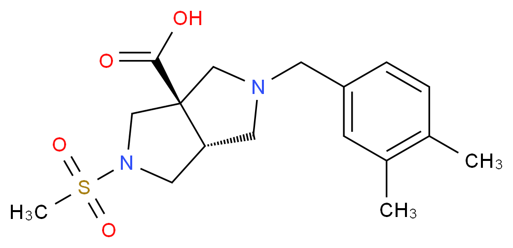 (3aR*,6aR*)-2-(3,4-dimethylbenzyl)-5-(methylsulfonyl)hexahydropyrrolo[3,4-c]pyrrole-3a(1H)-carboxylic acid_分子结构_CAS_)