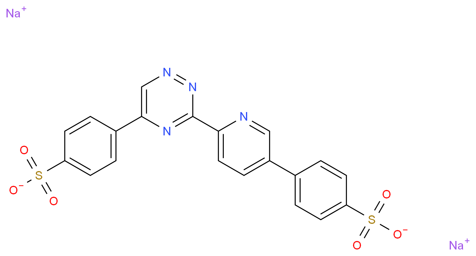 disodium 4-{6-[5-(4-sulfonatophenyl)-1,2,4-triazin-3-yl]pyridin-3-yl}benzene-1-sulfonate_分子结构_CAS_314041-21-9