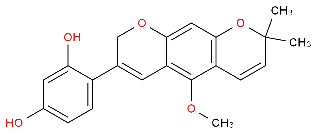 4-{5-methoxy-8,8-dimethyl-2H,8H-pyrano[3,2-g]chromen-3-yl}benzene-1,3-diol_分子结构_CAS_53734-75-1