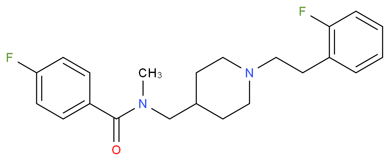 4-fluoro-N-({1-[2-(2-fluorophenyl)ethyl]-4-piperidinyl}methyl)-N-methylbenzamide_分子结构_CAS_)