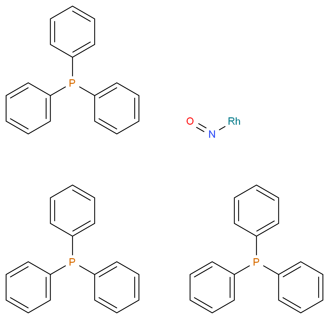 亚硝三(三苯基膦)铑(I)_分子结构_CAS_21558-94-1)