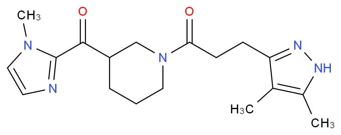 {1-[3-(4,5-dimethyl-1H-pyrazol-3-yl)propanoyl]-3-piperidinyl}(1-methyl-1H-imidazol-2-yl)methanone_分子结构_CAS_)