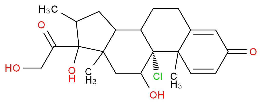 (1R)-1-chloro-14,17-dihydroxy-14-(2-hydroxyacetyl)-2,13,15-trimethyltetracyclo[8.7.0.0<sup>2</sup>,<sup>7</sup>.0<sup>1</sup><sup>1</sup>,<sup>1</sup><sup>5</sup>]heptadeca-3,6-dien-5-one_分子结构_CAS_4419-39-0