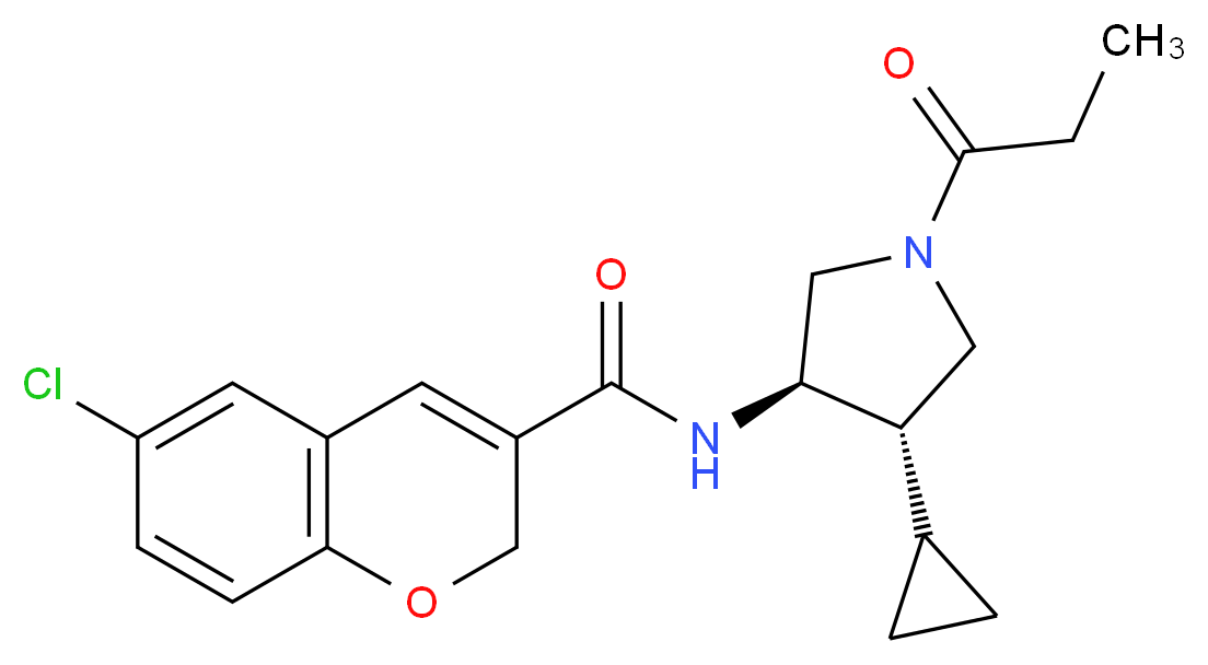 6-chloro-N-[(3R*,4S*)-4-cyclopropyl-1-propionylpyrrolidin-3-yl]-2H-chromene-3-carboxamide_分子结构_CAS_)