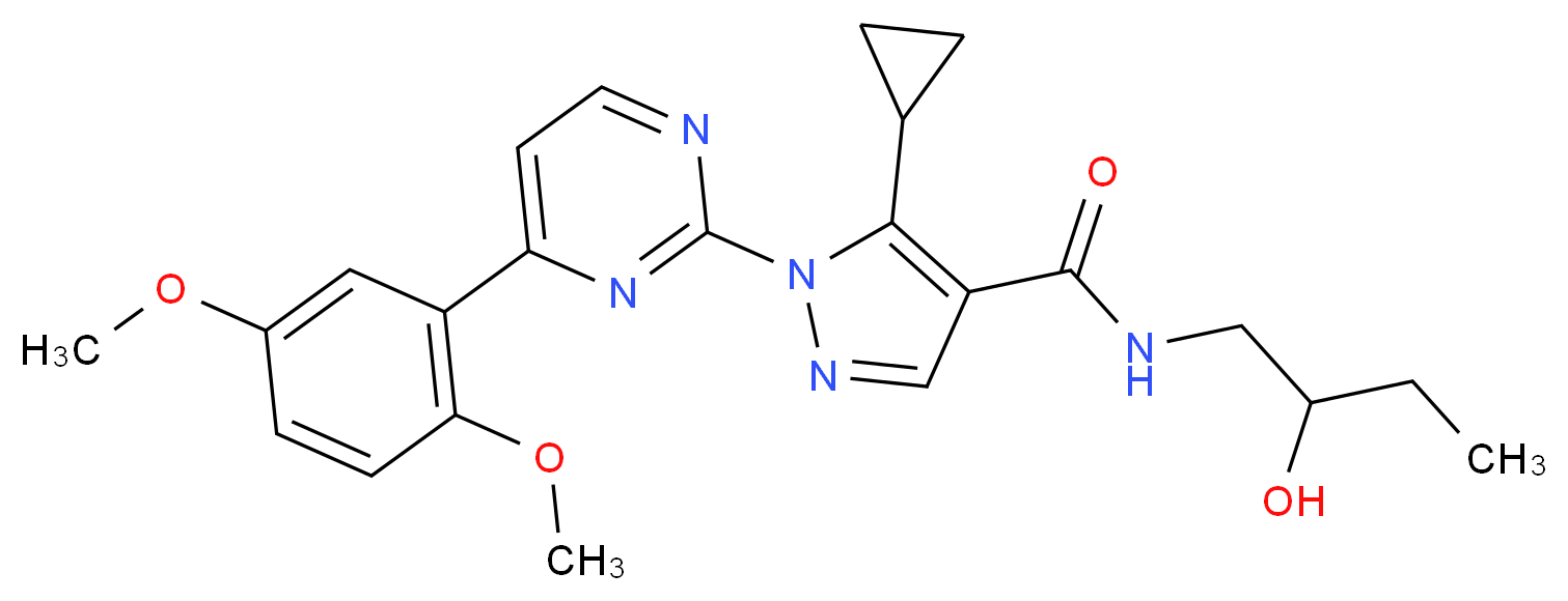5-cyclopropyl-1-[4-(2,5-dimethoxyphenyl)-2-pyrimidinyl]-N-(2-hydroxybutyl)-1H-pyrazole-4-carboxamide_分子结构_CAS_)