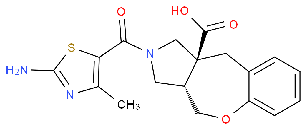 (3aS*,10aS*)-2-[(2-amino-4-methyl-1,3-thiazol-5-yl)carbonyl]-2,3,3a,4-tetrahydro-1H-[1]benzoxepino[3,4-c]pyrrole-10a(10H)-carboxylic acid_分子结构_CAS_)