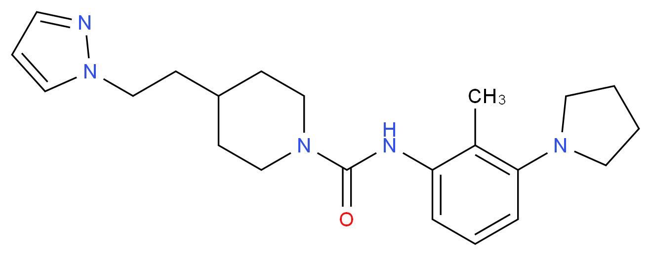N-(2-methyl-3-pyrrolidin-1-ylphenyl)-4-[2-(1H-pyrazol-1-yl)ethyl]piperidine-1-carboxamide_分子结构_CAS_)