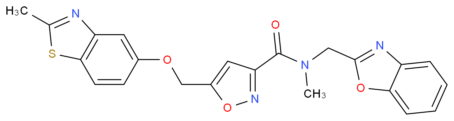 N-(1,3-benzoxazol-2-ylmethyl)-N-methyl-5-{[(2-methyl-1,3-benzothiazol-5-yl)oxy]methyl}-3-isoxazolecarboxamide_分子结构_CAS_)