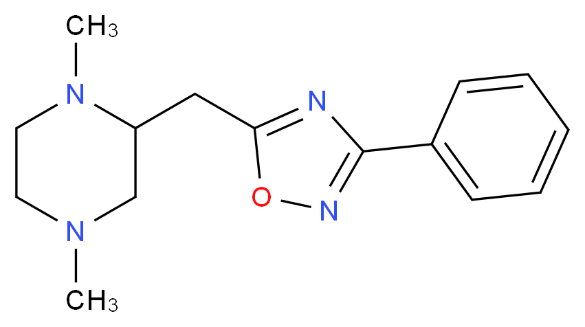 1,4-dimethyl-2-[(3-phenyl-1,2,4-oxadiazol-5-yl)methyl]piperazine_分子结构_CAS_)