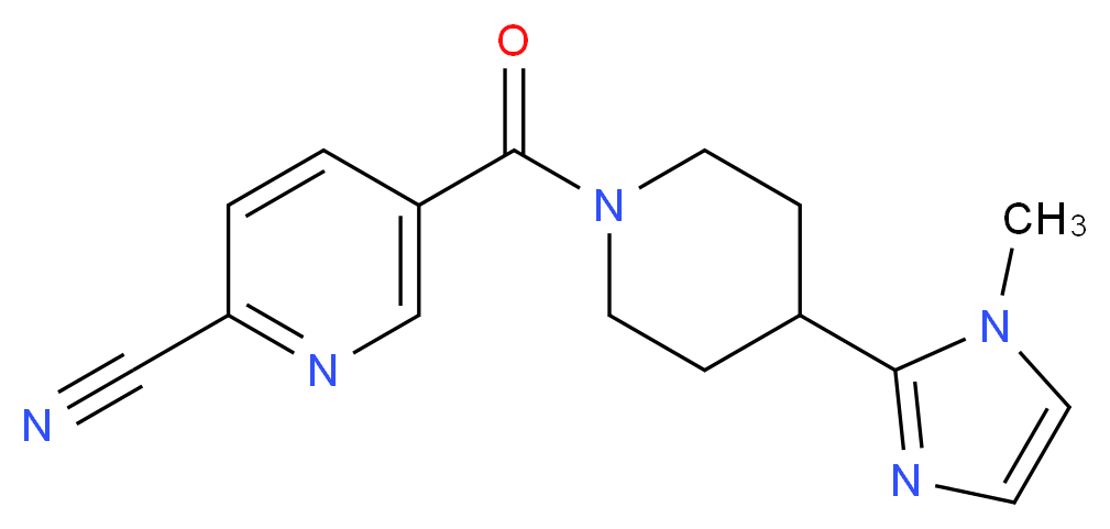 5-{[4-(1-methyl-1H-imidazol-2-yl)-1-piperidinyl]carbonyl}-2-pyridinecarbonitrile_分子结构_CAS_)