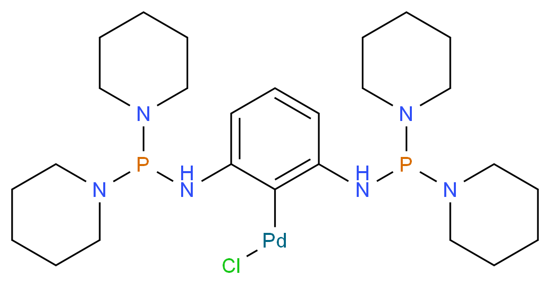 [2,6-bis({[bis(piperidin-1-yl)phosphanyl]amino})phenyl](chloro)palladium_分子结构_CAS_955035-37-7