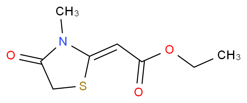 ethyl 2-[(2Z)-3-methyl-4-oxo-1,3-thiazolidin-2-ylidene]acetate_分子结构_CAS_27653-75-4