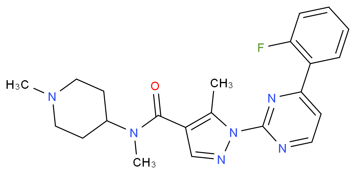 1-[4-(2-fluorophenyl)-2-pyrimidinyl]-N,5-dimethyl-N-(1-methyl-4-piperidinyl)-1H-pyrazole-4-carboxamide_分子结构_CAS_)