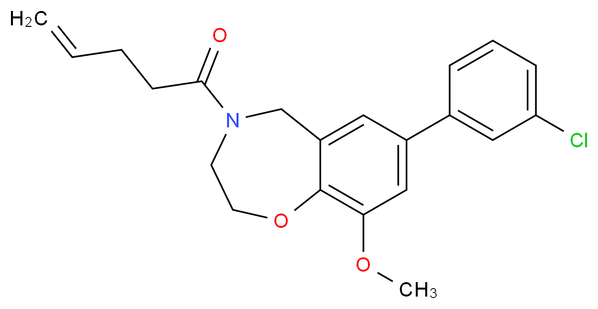 7-(3-chlorophenyl)-9-methoxy-4-(4-pentenoyl)-2,3,4,5-tetrahydro-1,4-benzoxazepine_分子结构_CAS_)