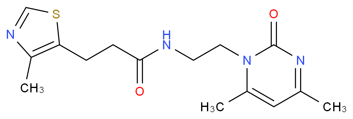 N-[2-(4,6-dimethyl-2-oxo-1(2H)-pyrimidinyl)ethyl]-3-(4-methyl-1,3-thiazol-5-yl)propanamide_分子结构_CAS_)