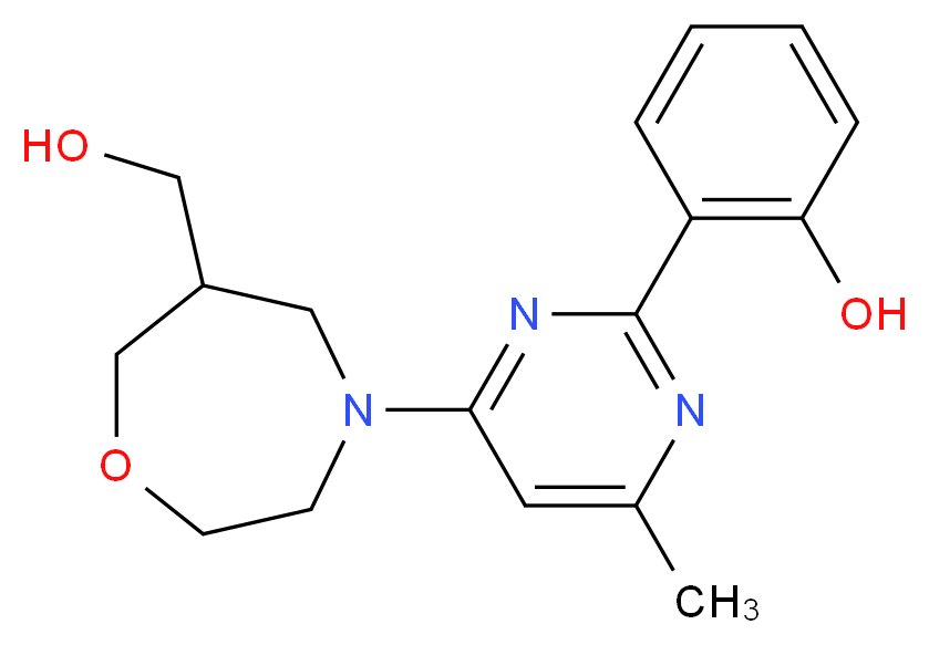 2-{4-[6-(hydroxymethyl)-1,4-oxazepan-4-yl]-6-methylpyrimidin-2-yl}phenol_分子结构_CAS_)