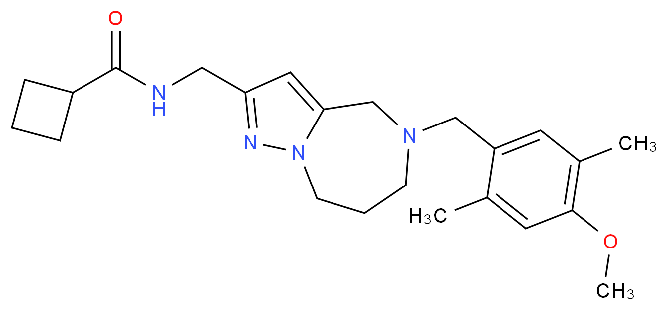N-{[5-(4-methoxy-2,5-dimethylbenzyl)-5,6,7,8-tetrahydro-4H-pyrazolo[1,5-a][1,4]diazepin-2-yl]methyl}cyclobutanecarboxamide_分子结构_CAS_)