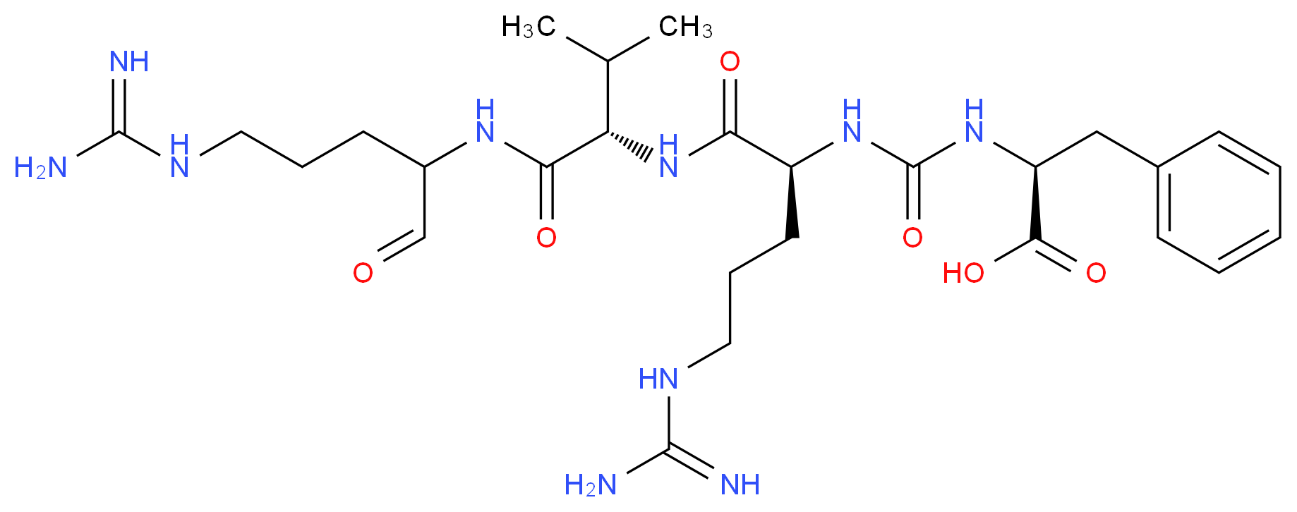 (2S)-2-({[(1S)-4-carbamimidamido-1-{[(1S)-1-[(5-carbamimidamido-1-oxopentan-2-yl)carbamoyl]-2-methylpropyl]carbamoyl}butyl]carbamoyl}amino)-3-phenylpropanoic acid_分子结构_CAS_37691-11-5