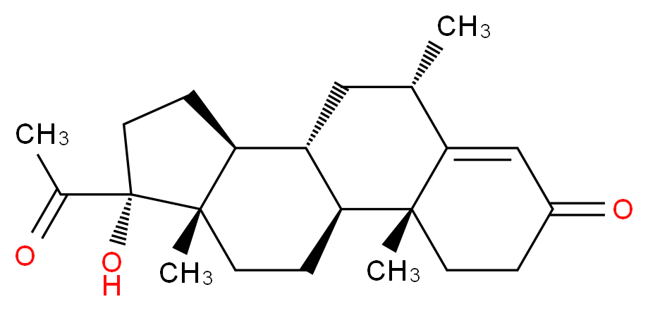 (1S,2R,8S,10R,11S,14R,15S)-14-acetyl-14-hydroxy-2,8,15-trimethyltetracyclo[8.7.0.0^{2,7}.0^{11,15}]heptadec-6-en-5-one_分子结构_CAS_520-85-4