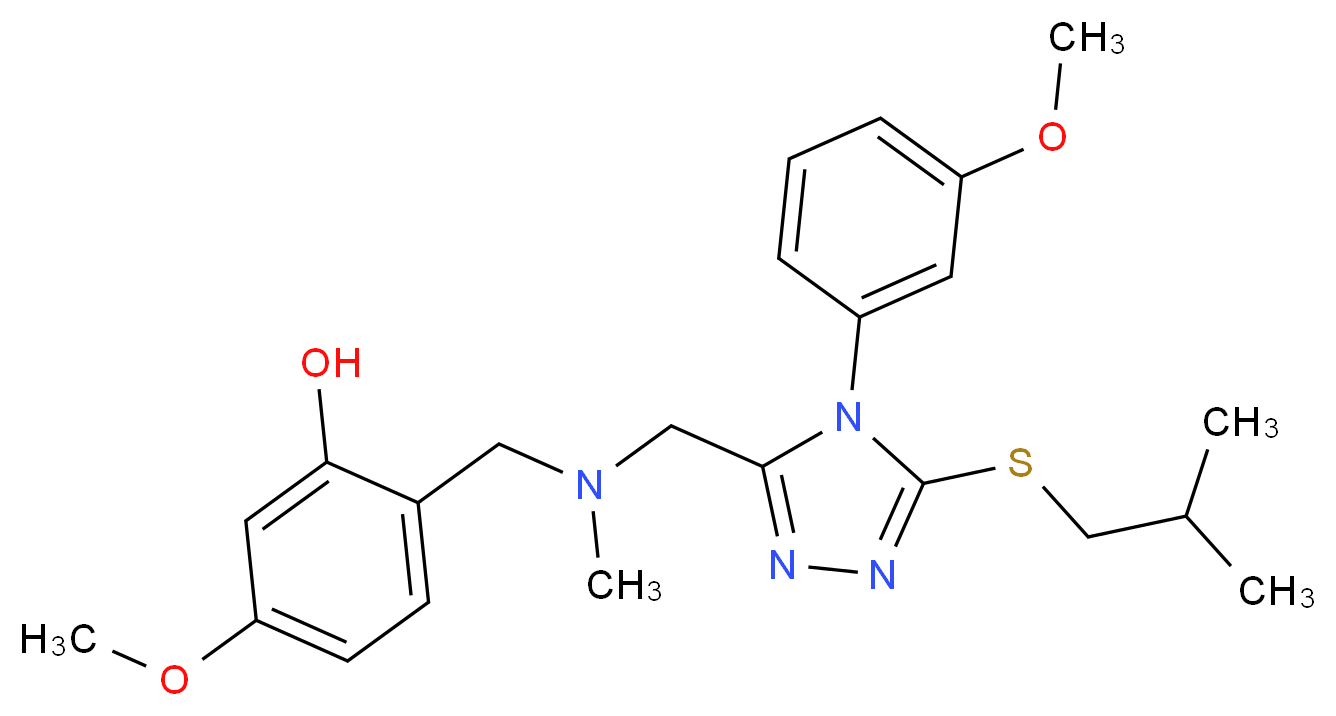 2-{[{[5-(isobutylthio)-4-(3-methoxyphenyl)-4H-1,2,4-triazol-3-yl]methyl}(methyl)amino]methyl}-5-methoxyphenol_分子结构_CAS_)