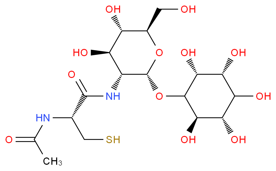 (2R)-N-[(2R,3R,4R,5S,6R)-4,5-dihydroxy-6-(hydroxymethyl)-2-{[(2R,3R,5S,6R)-2,3,4,5,6-pentahydroxycyclohexyl]oxy}oxan-3-yl]-2-acetamido-3-sulfanylpropanamide_分子结构_CAS_192126-76-4