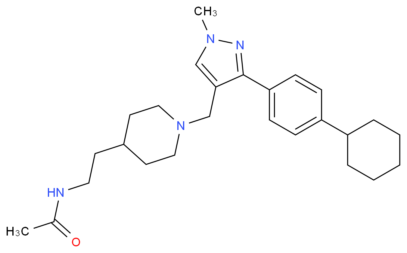 N-[2-(1-{[3-(4-cyclohexylphenyl)-1-methyl-1H-pyrazol-4-yl]methyl}-4-piperidinyl)ethyl]acetamide_分子结构_CAS_)