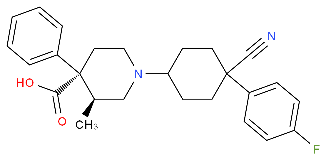 (3S,4R)-1-(4-Cyano-4-(4-fluorophenyl)cyclohexyl)-3-Methyl-4-phenylpiperidine-4-carboxylic acid_分子结构_CAS_79516-68-0)