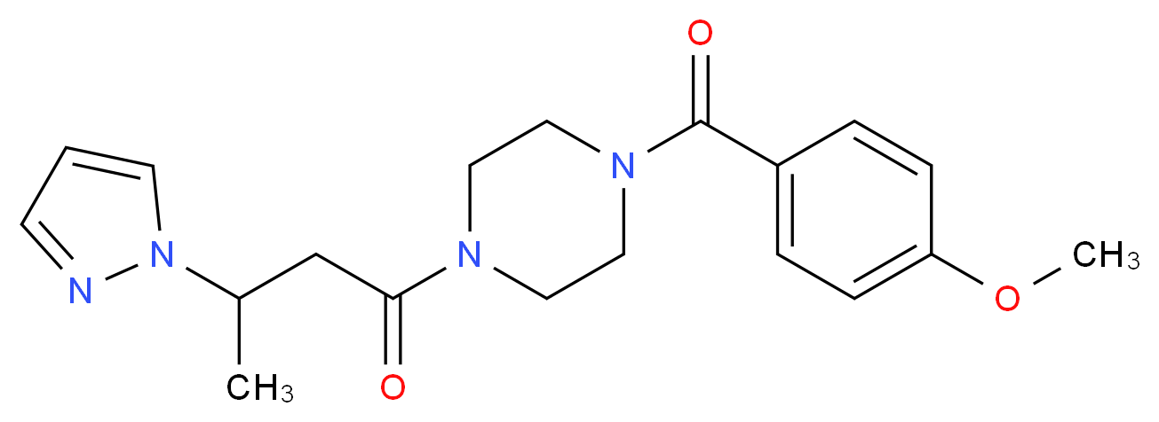 1-(4-methoxybenzoyl)-4-[3-(1H-pyrazol-1-yl)butanoyl]piperazine_分子结构_CAS_)