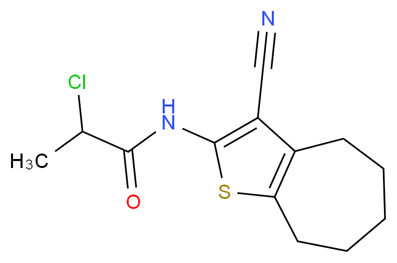 2-Chloro-N-(3-cyano-5,6,7,8-tetrahydro-4H-cyclohepta[b]thien-2-yl)propanamide_分子结构_CAS_)