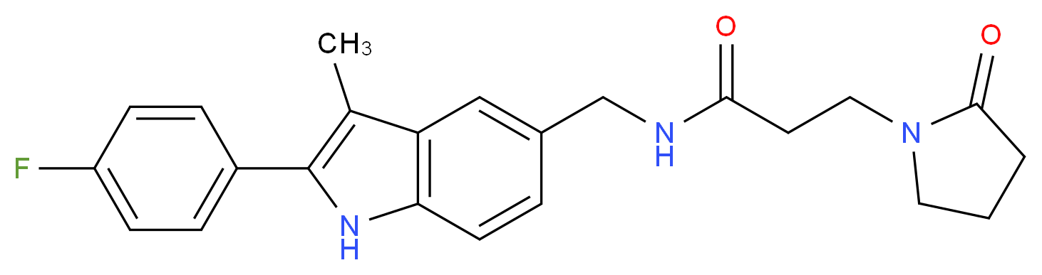 N-{[2-(4-fluorophenyl)-3-methyl-1H-indol-5-yl]methyl}-3-(2-oxo-1-pyrrolidinyl)propanamide_分子结构_CAS_)