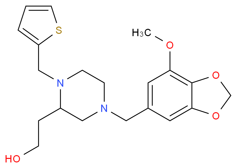 2-[4-[(7-methoxy-1,3-benzodioxol-5-yl)methyl]-1-(2-thienylmethyl)-2-piperazinyl]ethanol_分子结构_CAS_)