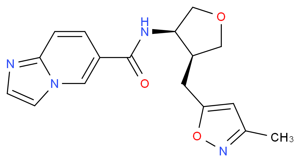 N-{(3R*,4S*)-4-[(3-methylisoxazol-5-yl)methyl]tetrahydrofuran-3-yl}imidazo[1,2-a]pyridine-6-carboxamide_分子结构_CAS_)