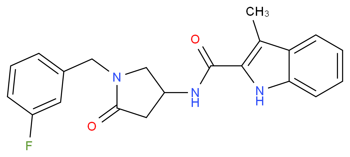 N-[1-(3-fluorobenzyl)-5-oxopyrrolidin-3-yl]-3-methyl-1H-indole-2-carboxamide_分子结构_CAS_)