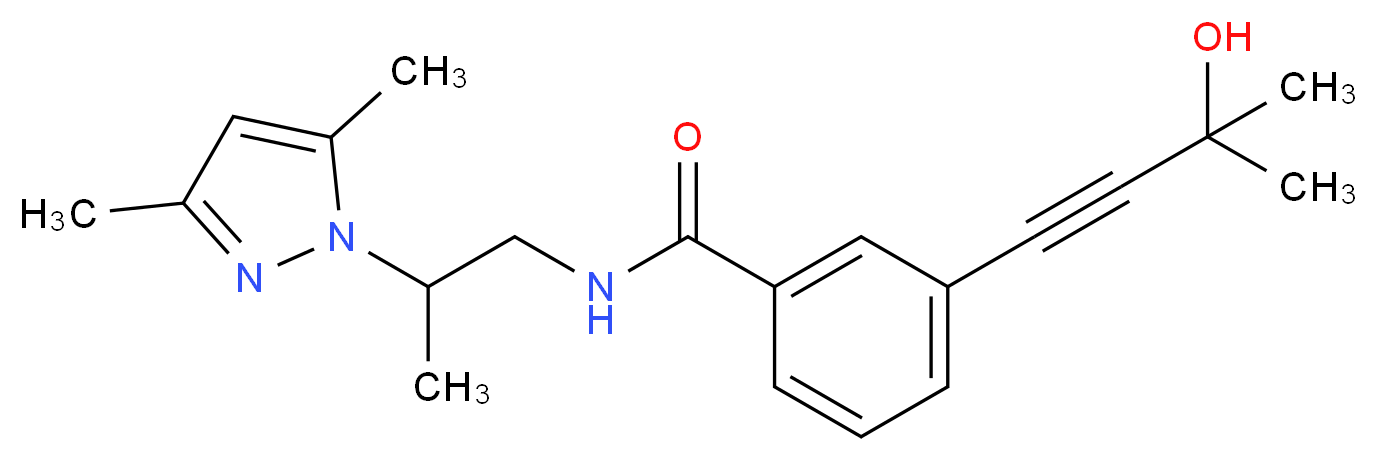 N-[2-(3,5-dimethyl-1H-pyrazol-1-yl)propyl]-3-(3-hydroxy-3-methylbut-1-yn-1-yl)benzamide_分子结构_CAS_)