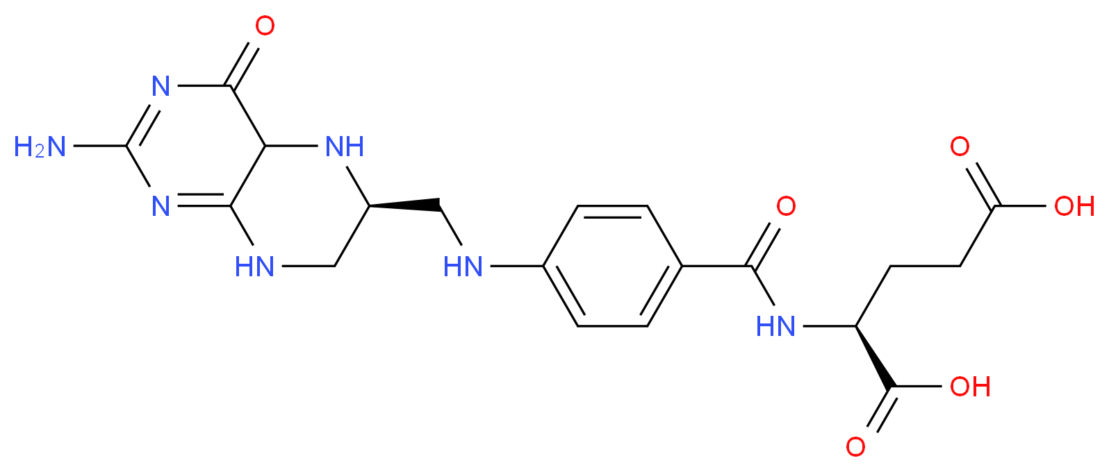 (2S)-2-{[4-({[(6S)-2-amino-4-oxo-4,4a,5,6,7,8-hexahydropteridin-6-yl]methyl}amino)phenyl]formamido}pentanedioic acid_分子结构_CAS_71963-69-4