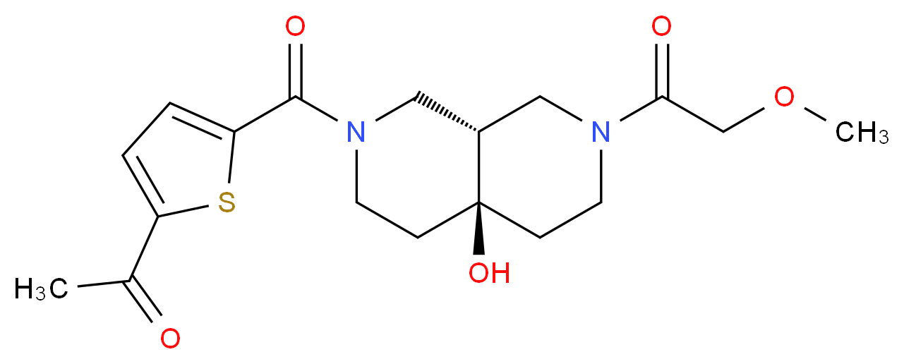 1-(5-{[(4aS*,8aS*)-4a-hydroxy-7-(methoxyacetyl)octahydro-2,7-naphthyridin-2(1H)-yl]carbonyl}-2-thienyl)ethanone_分子结构_CAS_)