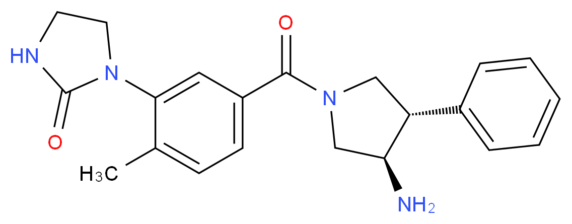 1-(5-{[(3R*,4S*)-3-amino-4-phenylpyrrolidin-1-yl]carbonyl}-2-methylphenyl)imidazolidin-2-one_分子结构_CAS_)
