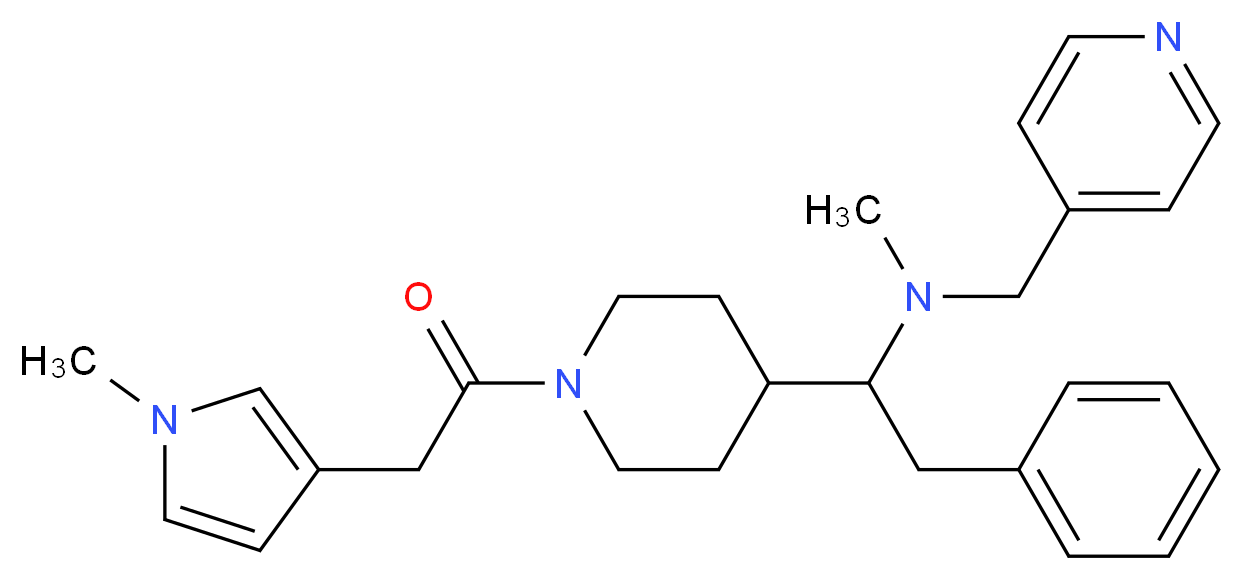 N-methyl-1-{1-[(1-methyl-1H-pyrrol-3-yl)acetyl]-4-piperidinyl}-2-phenyl-N-(4-pyridinylmethyl)ethanamine_分子结构_CAS_)