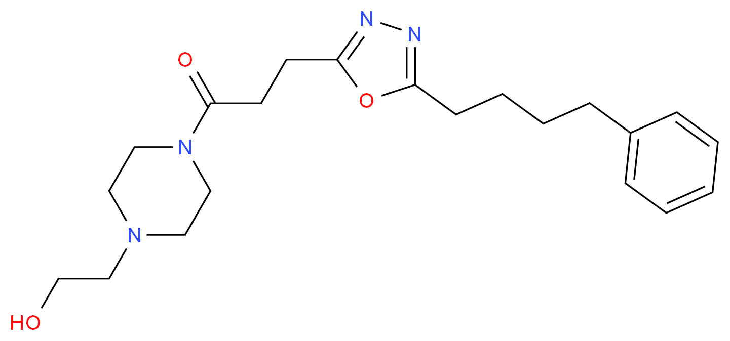 2-(4-{3-[5-(4-phenylbutyl)-1,3,4-oxadiazol-2-yl]propanoyl}-1-piperazinyl)ethanol_分子结构_CAS_)