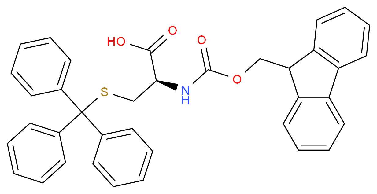 (2R)-2-{[(9H-fluoren-9-ylmethoxy)carbonyl]amino}-3-[(triphenylmethyl)sulfanyl]propanoic acid_分子结构_CAS_103213-32-7