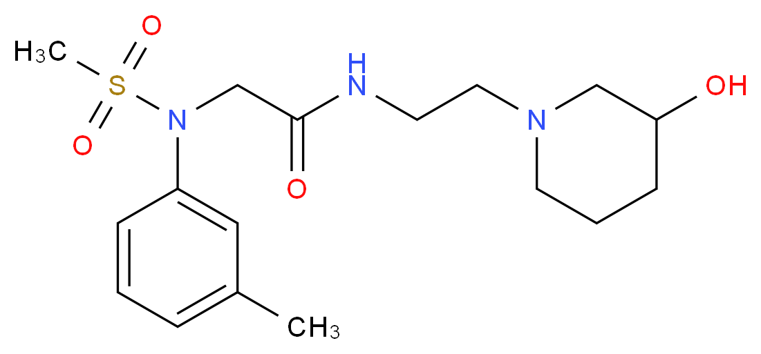 N-[2-(3-hydroxypiperidin-1-yl)ethyl]-2-[(3-methylphenyl)(methylsulfonyl)amino]acetamide_分子结构_CAS_)