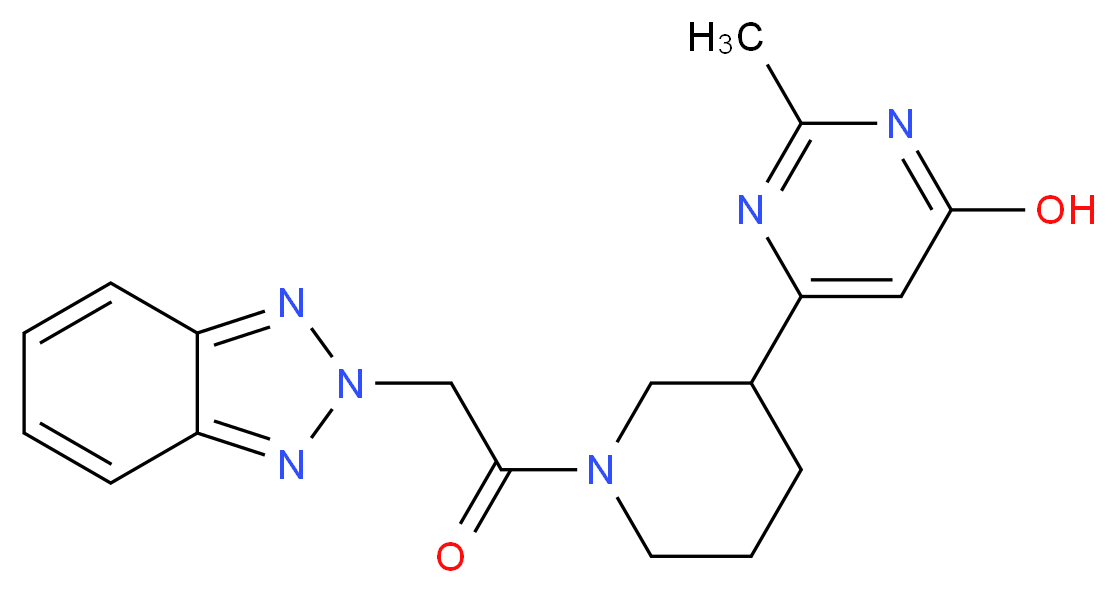 6-[1-(2H-1,2,3-benzotriazol-2-ylacetyl)-3-piperidinyl]-2-methyl-4-pyrimidinol_分子结构_CAS_)