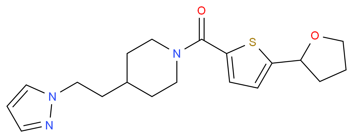 4-[2-(1H-pyrazol-1-yl)ethyl]-1-{[5-(tetrahydro-2-furanyl)-2-thienyl]carbonyl}piperidine_分子结构_CAS_)
