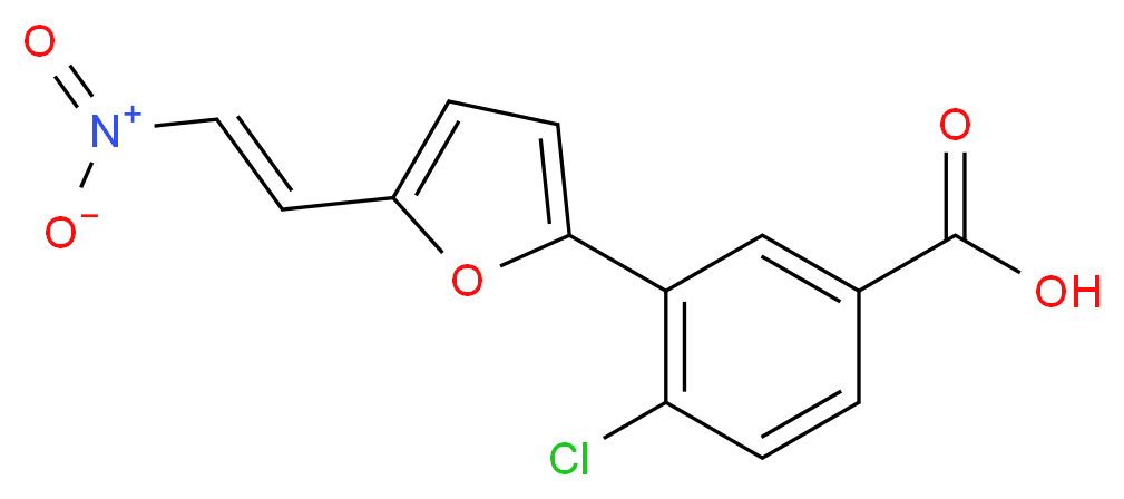 4-chloro-3-{5-[(E)-2-nitroethenyl]furan-2-yl}benzoic acid_分子结构_CAS_359618-41-0