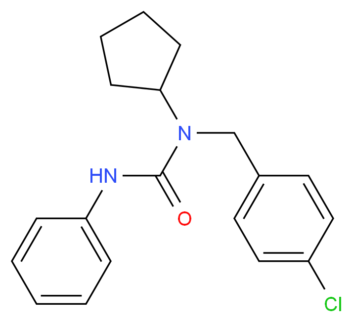 1-[(4-chlorophenyl)methyl]-1-cyclopentyl-3-phenylurea_分子结构_CAS_66063-05-6