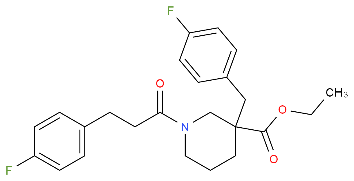 ethyl 3-(4-fluorobenzyl)-1-[3-(4-fluorophenyl)propanoyl]-3-piperidinecarboxylate_分子结构_CAS_)