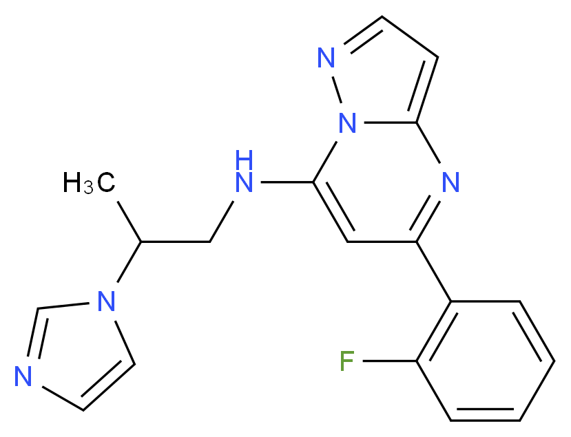 5-(2-fluorophenyl)-N-[2-(1H-imidazol-1-yl)propyl]pyrazolo[1,5-a]pyrimidin-7-amine_分子结构_CAS_)